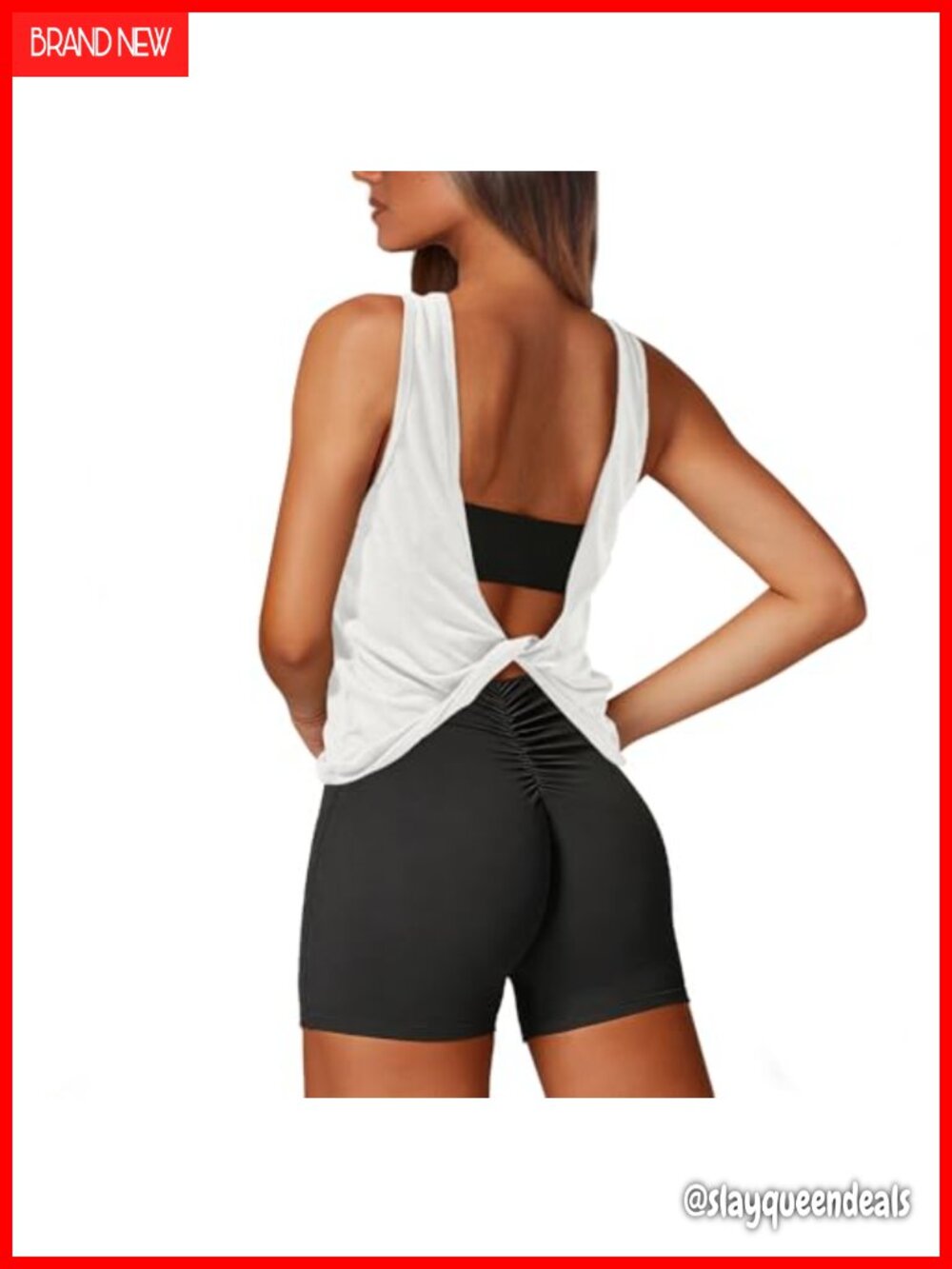 Womens Sleeveless Workout Tank Top Open Back Backless Athletic Gym Running Tee